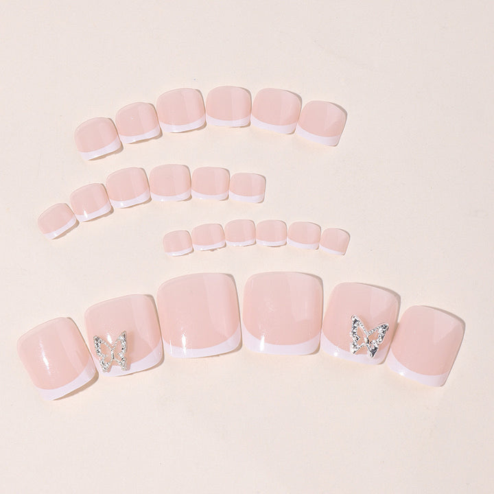 Artificial Nail Set with elegant French design and glitter accents Kalsten