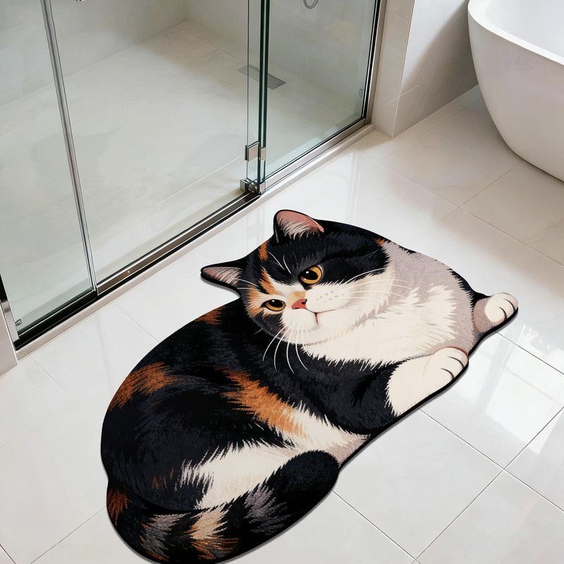Cat-Themed Plush Bath Rug Kalsten