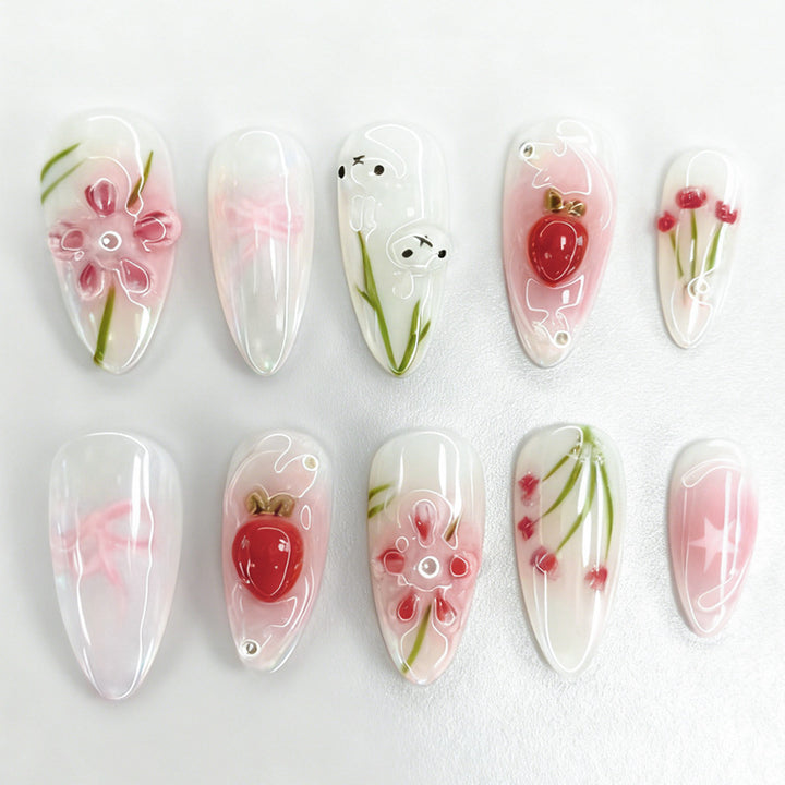 Nail art set with floral motifs and playful details Kalsten