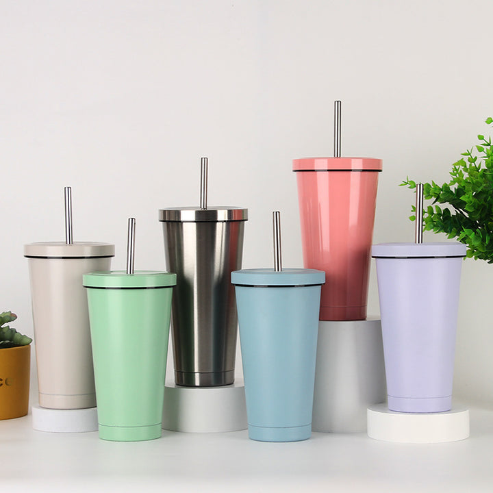 Women's stainless steel drinking cup with straw Kalsten