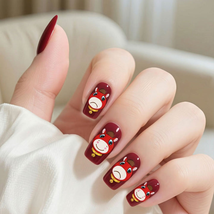 Artificial nails with playful horse motif Kalsten