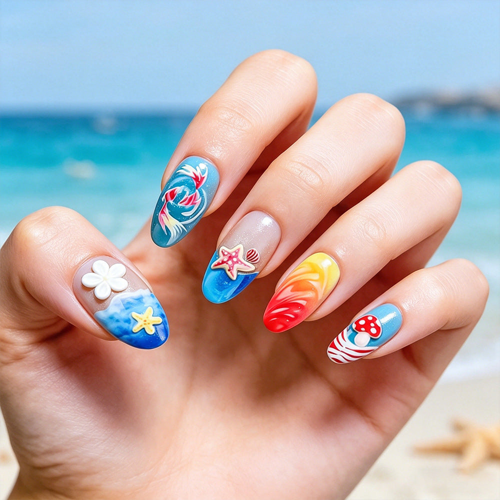 Artistic Marine-Themed Press-On Nails Kalsten