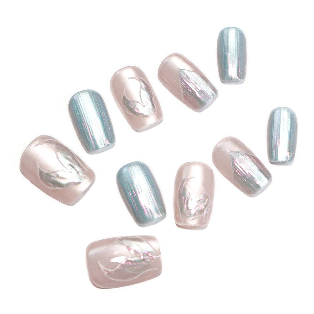 Artistic Nail Tips with Floral Design Kalsten