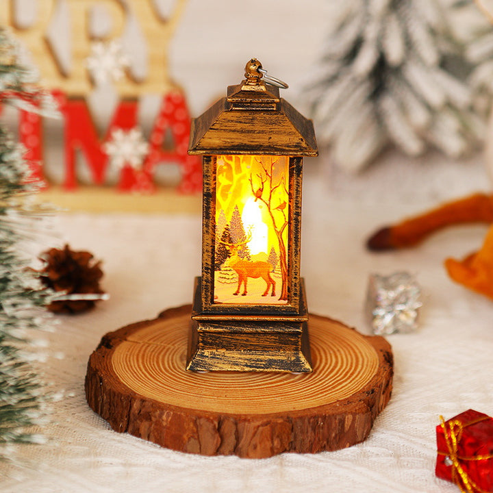 Nostalgic LED Christmas lantern with movable Santa motif Kalsten