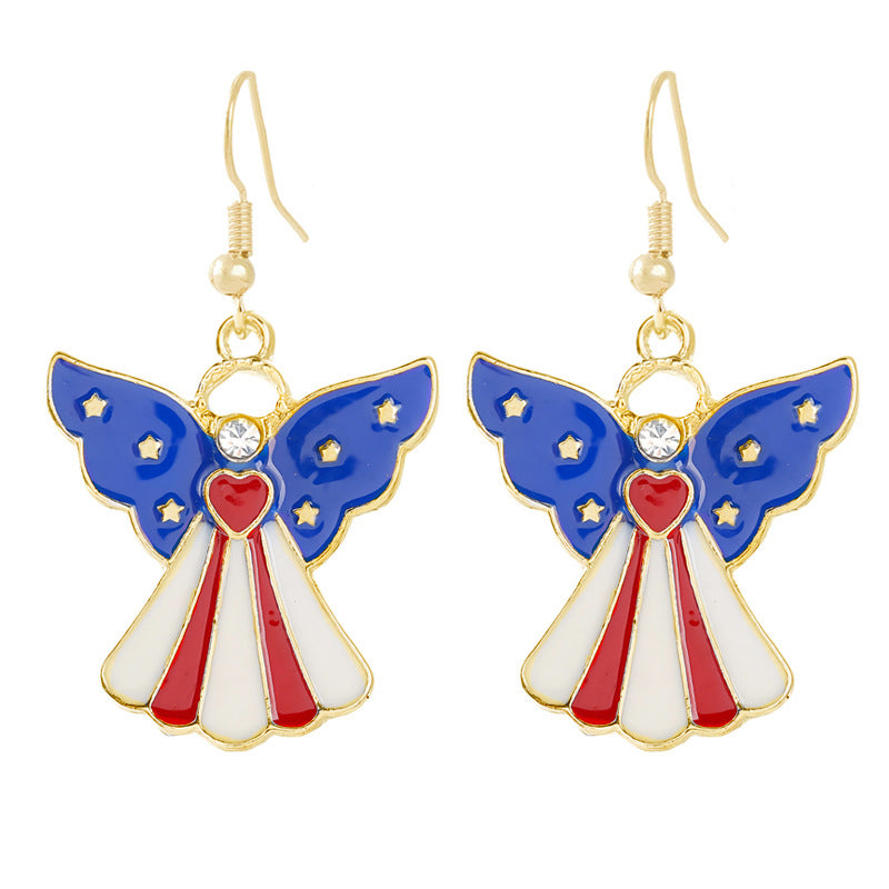 Ladies enamel earrings horseshoe with star stripe motif Kalsten