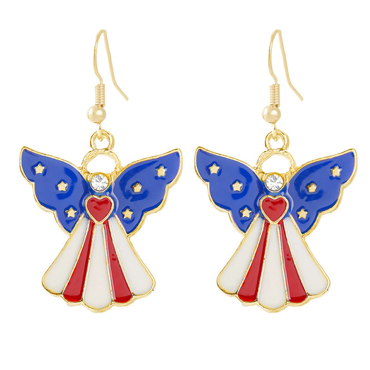 Ladies enamel earrings horseshoe with star stripe motif Kalsten