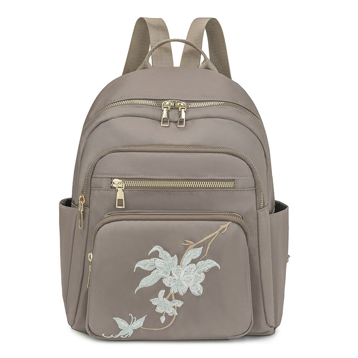 Embroidered Multi-Pocket Backpack