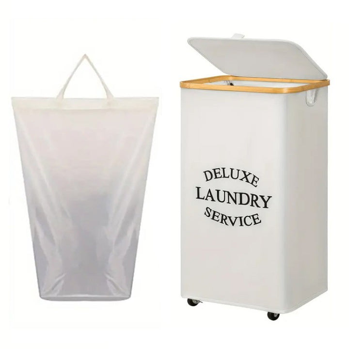 Laundry separation system with bamboo lid and multiple compartments Kalsten