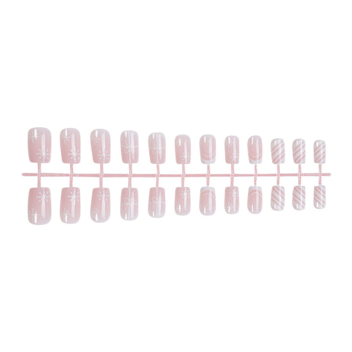 Nail set with elegant floral and striped designs Kalsten