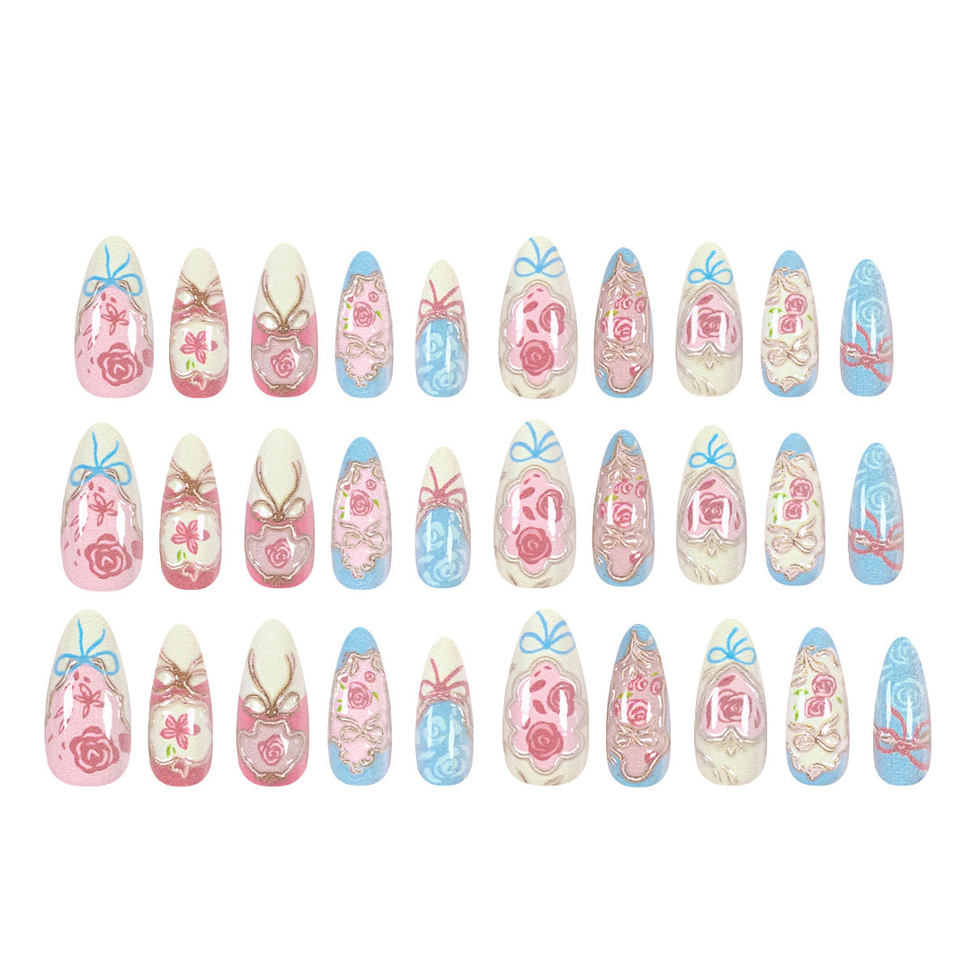 Artistic acrylic nails with floral designs Kalsten