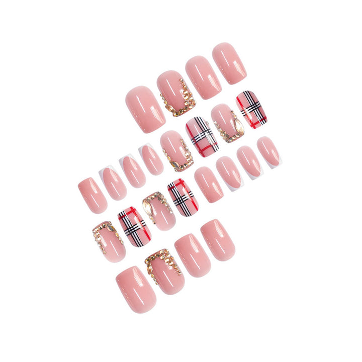 Decorative Press-On Nail Art with Gold Accents Kalsten