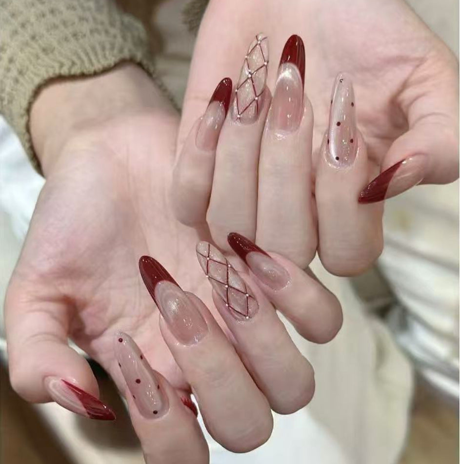Elegant Stiletto Nail Set with Intricate Designs Kalsten