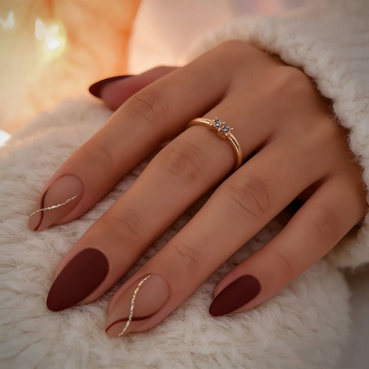 Premium Artificial Nails with Creative Matte Finish and Elegant Decorations Kalsten