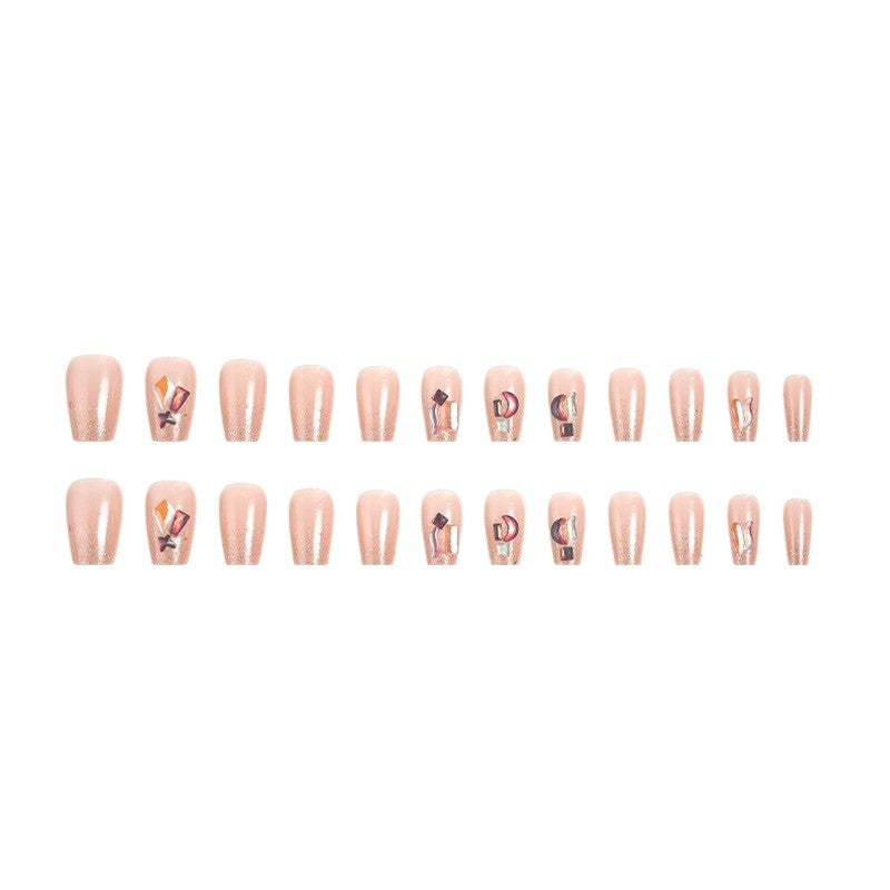 High-quality artificial nail set with glitter and holographic accents Kalsten