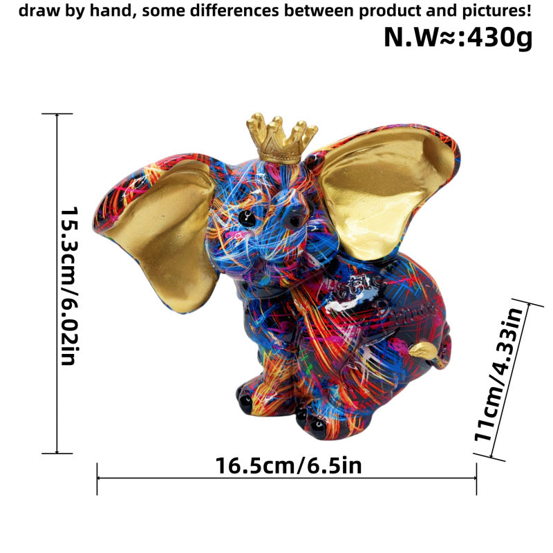 Artistic elephant figure with football motif Kalsten