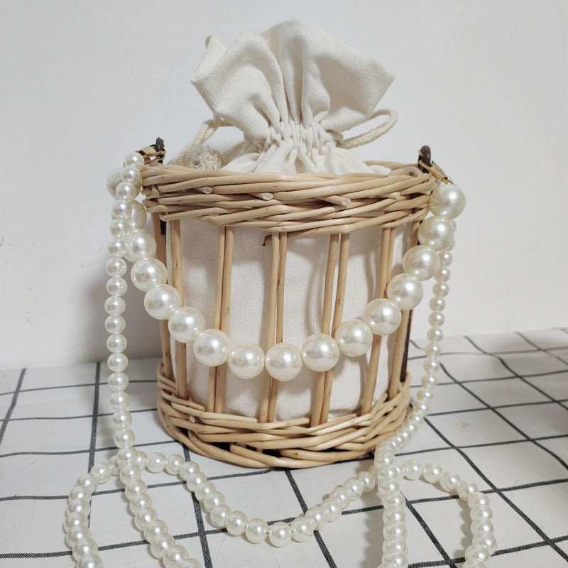 Women's basket bag with pearl jewelry closure Kalsten