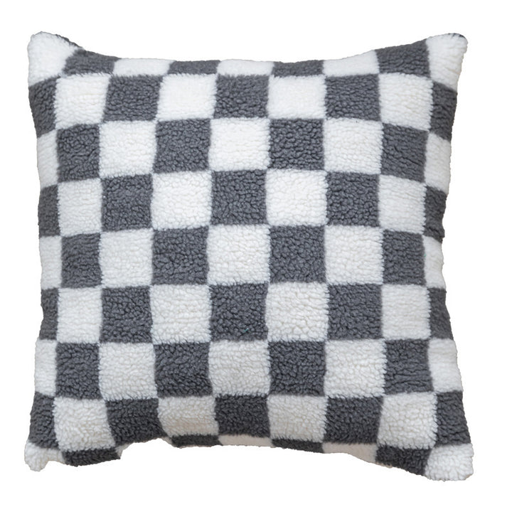 Plush Checkered Sherpa Accent Pillow Cushion