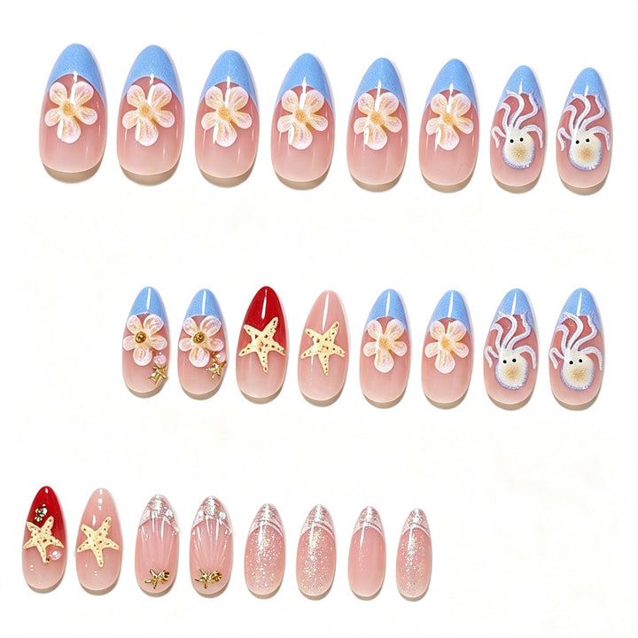 Ocean-Inspired Press-On Nail Art Design Kalsten