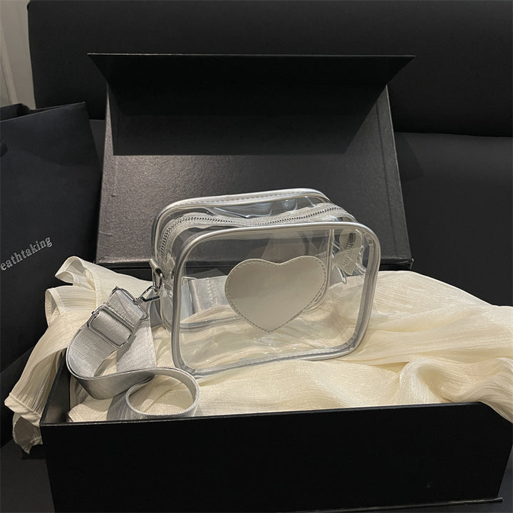Heart-Shaped Clear Crossbody Bag