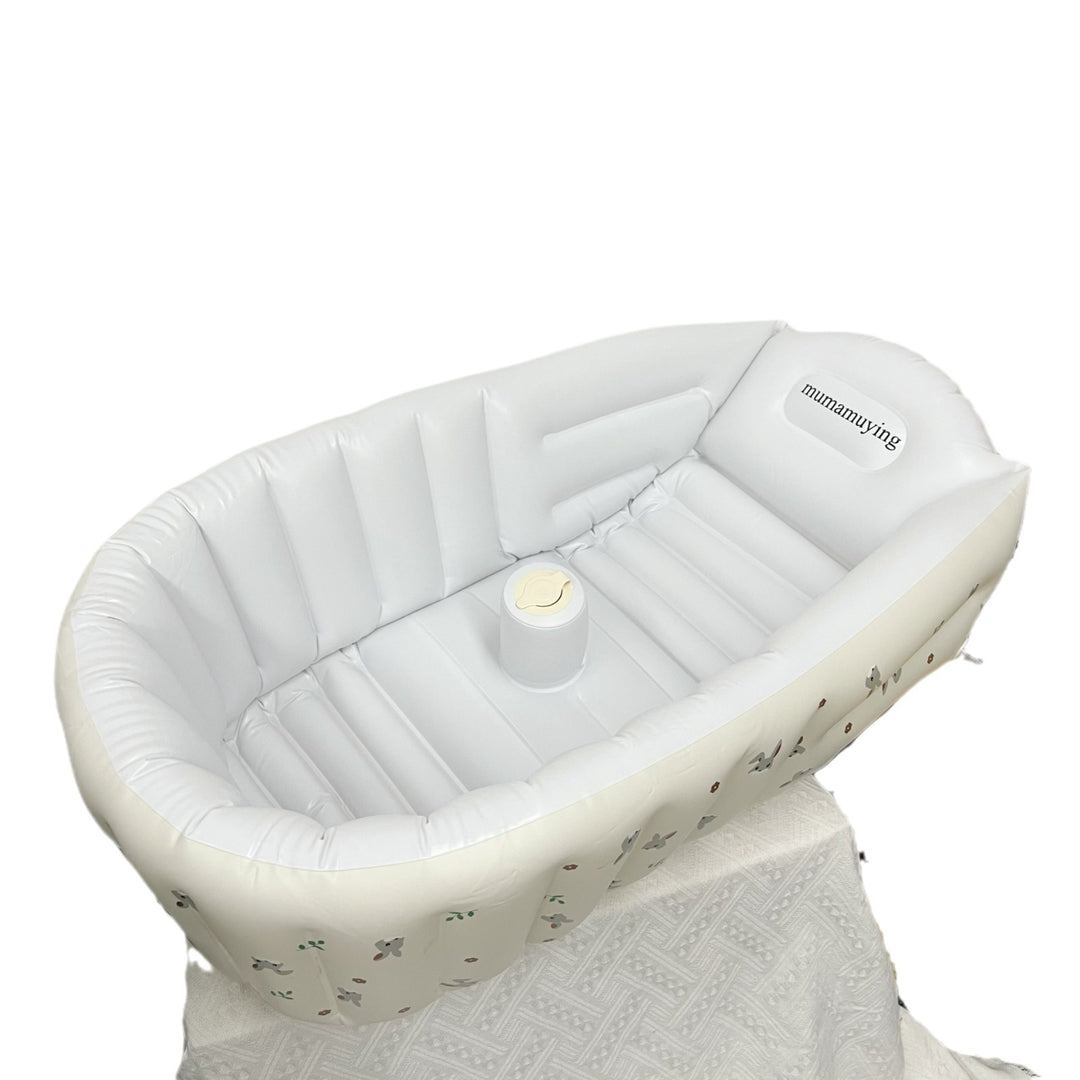 Inflatable Portable Baby Bathtub with Headrest and Built-In Cup Holder