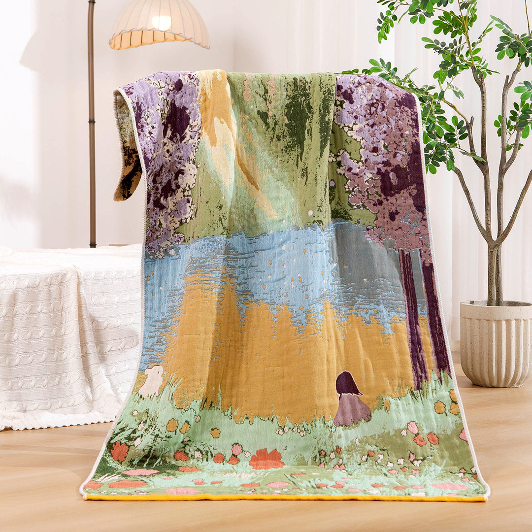 Women's throw blanket with enchanting landscape motif Kalsten