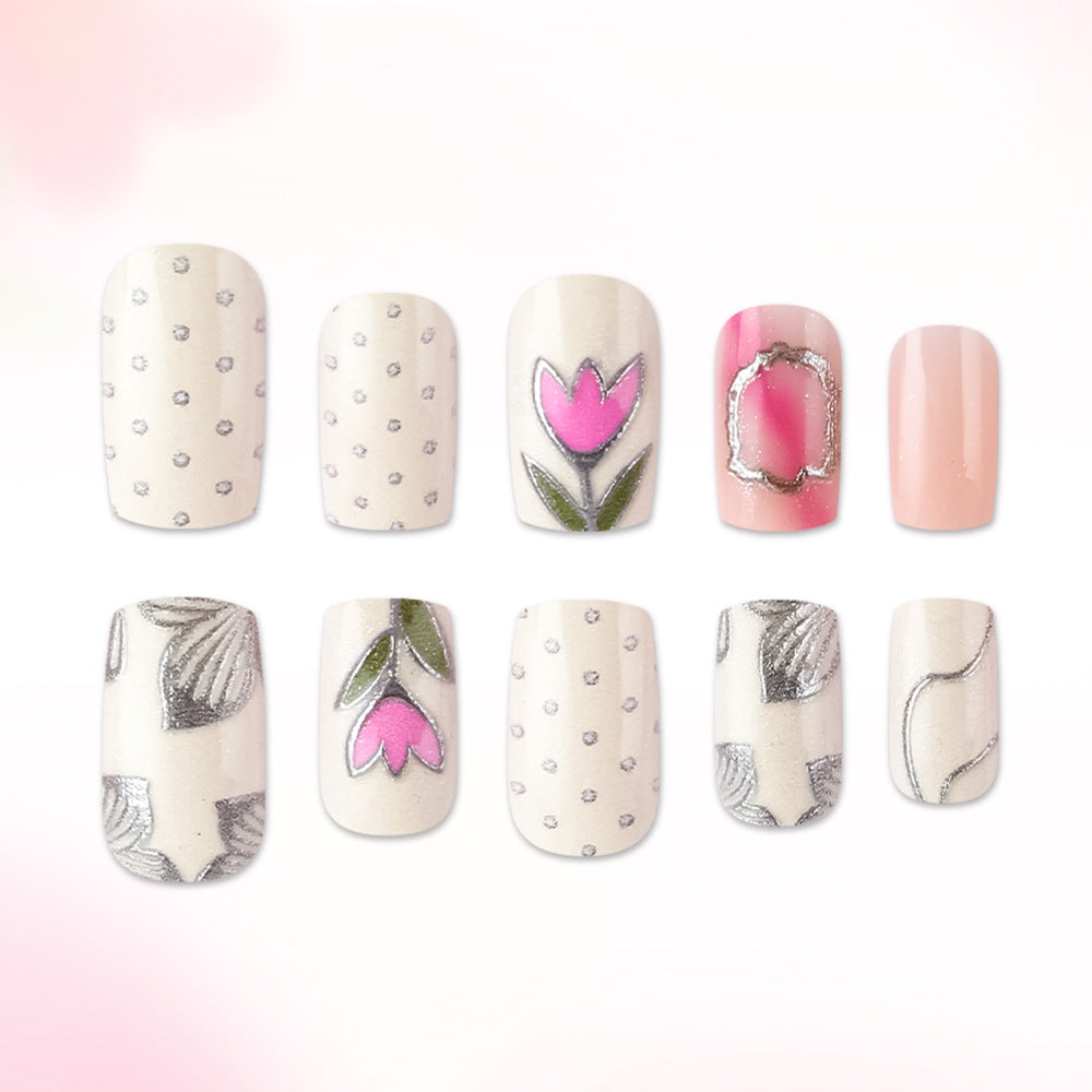 Elegant Floral Design Gel Nail Art Kalsten