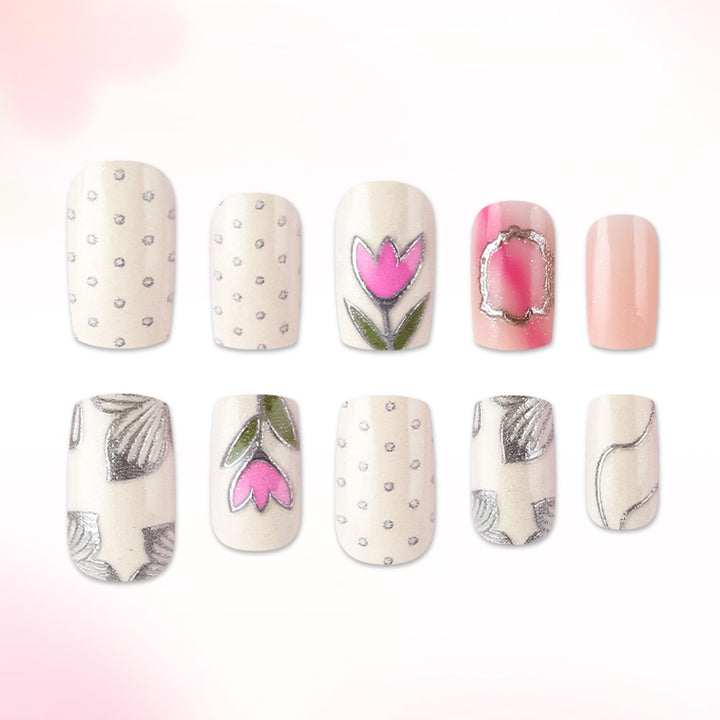 Elegant Floral Design Gel Nail Art Kalsten