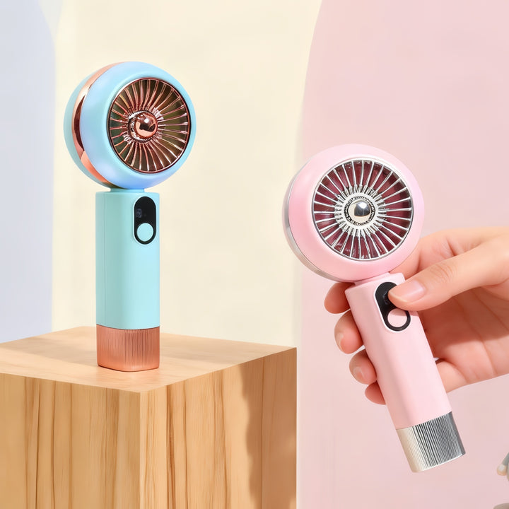 Women Portable Mini Hand Fan with LED Display and Digital Control Kalsten