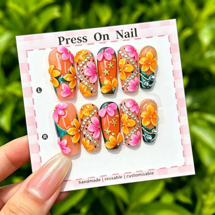 Artistic Cherry-Inspired Press-On Nails