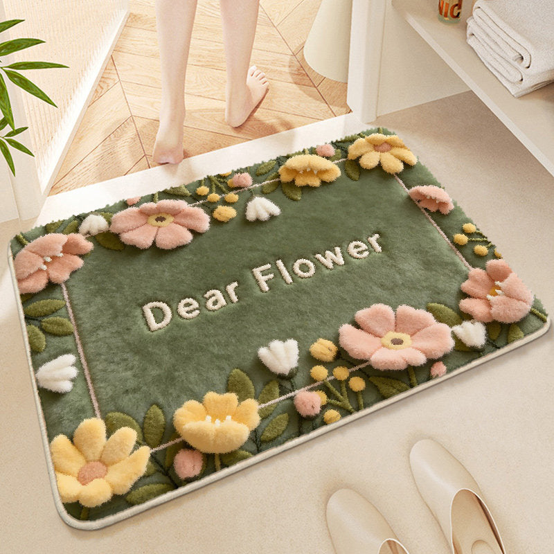 Floral-Themed Soft Microfiber Bath Mat