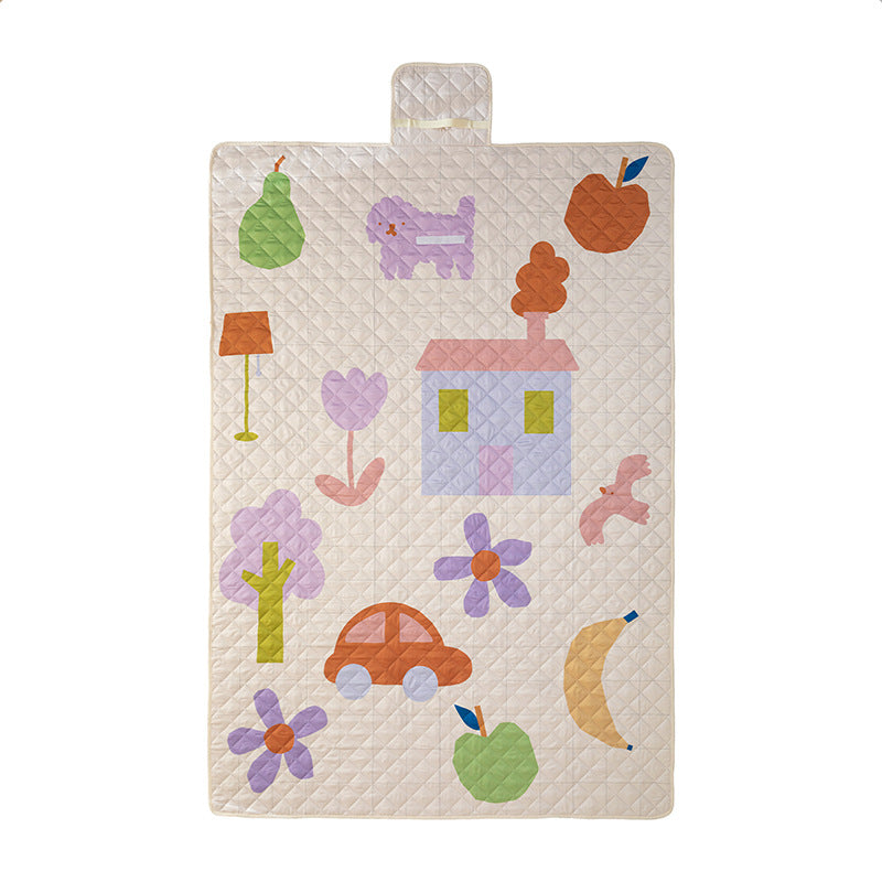 Insulated outdoor picnic blanket with quilting, water-repellent back and carry flap Kalsten