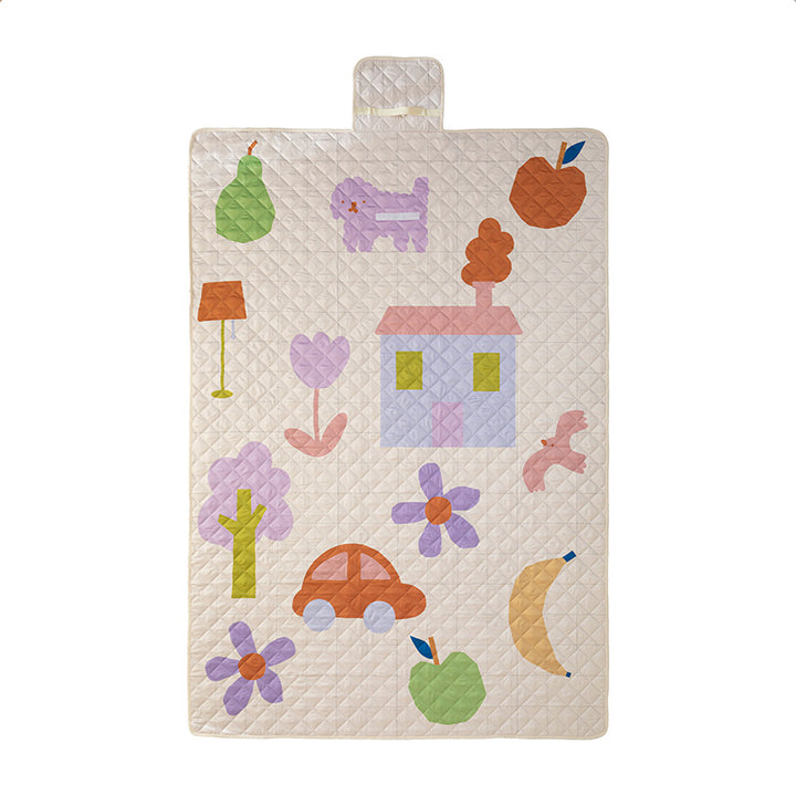 Insulated outdoor picnic blanket with quilting, water-repellent back and carry flap Kalsten