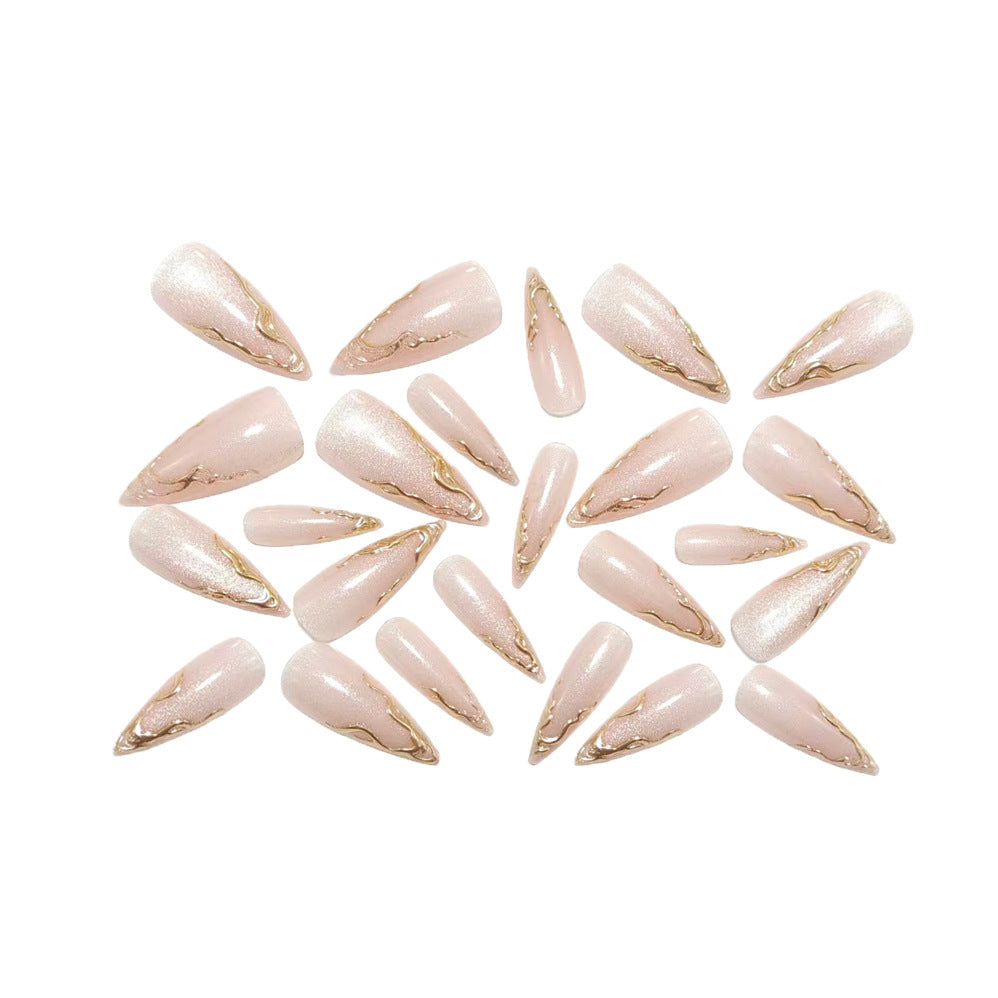 Artificial nails in elegant stiletto design with golden accents Kalsten