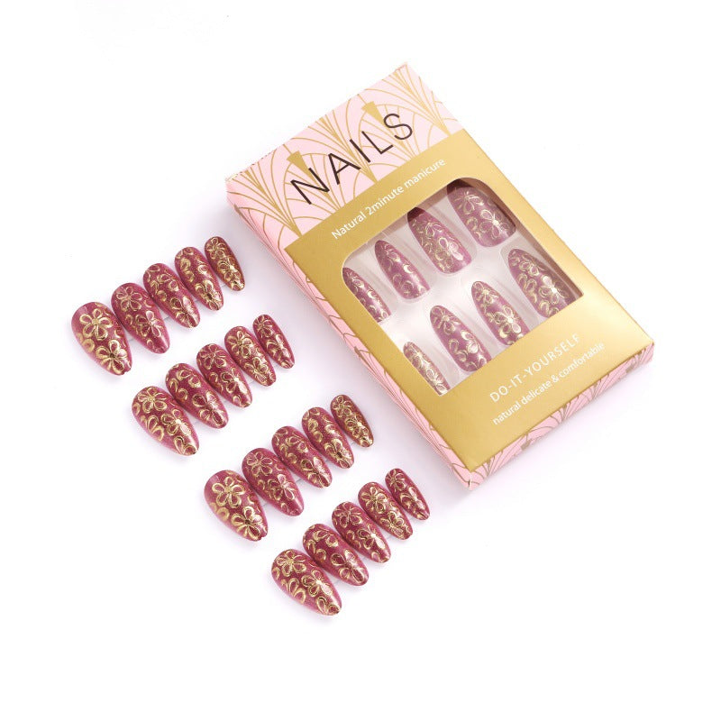 Glittering artificial nails with floral patterns Kalsten