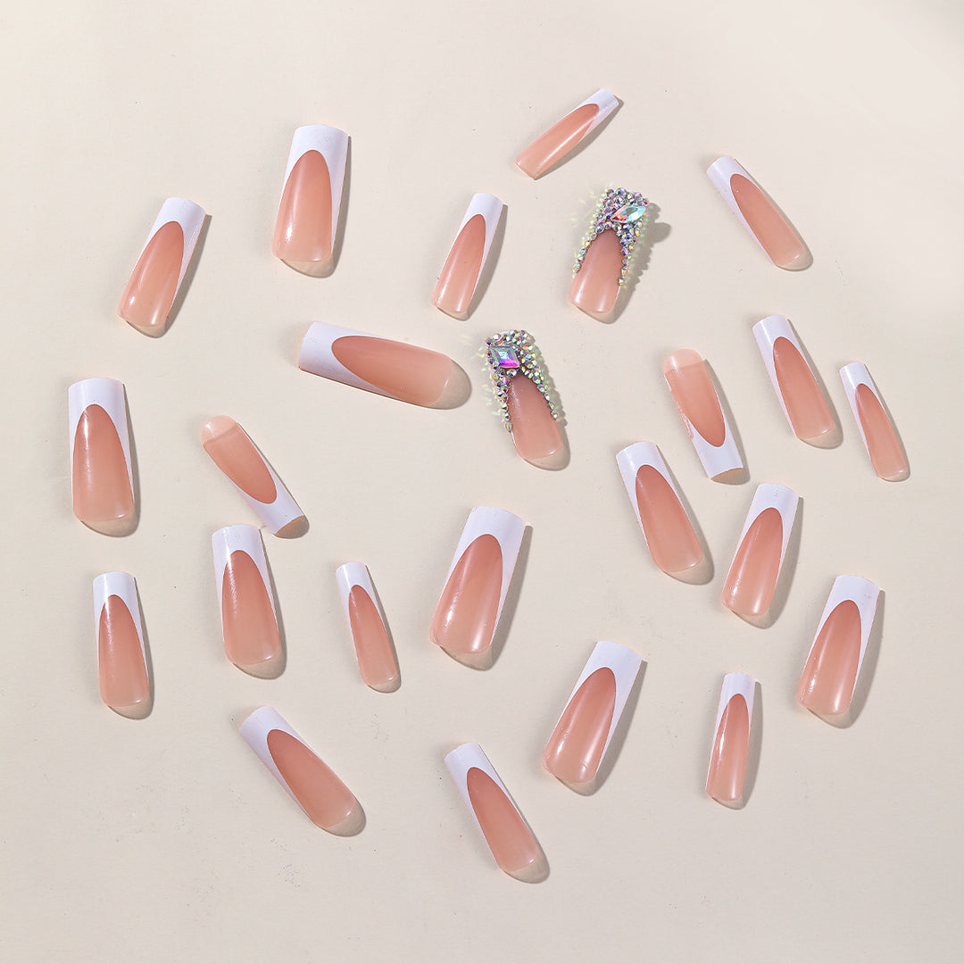 Elegant French Tip Acrylic Nail Set Kalsten