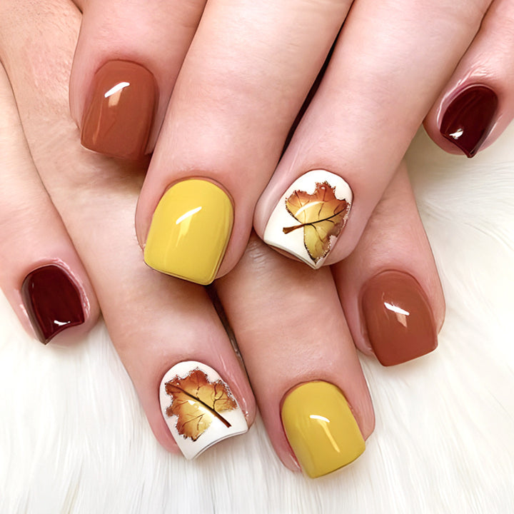 Seasonal Leaf-Themed Nail Art Kalsten