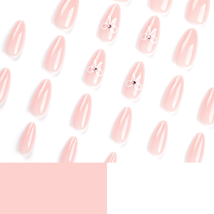 Artful Nail Extensions with Bow Decoration Kalsten