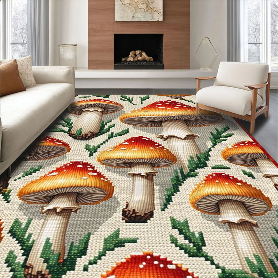 Plush Cherry-Patterned Area Rug