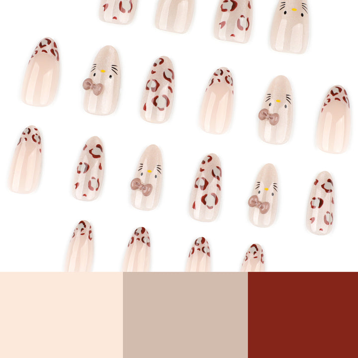 Creative Nail Art with Cute Cat Motif and Glitter Accents Kalsten