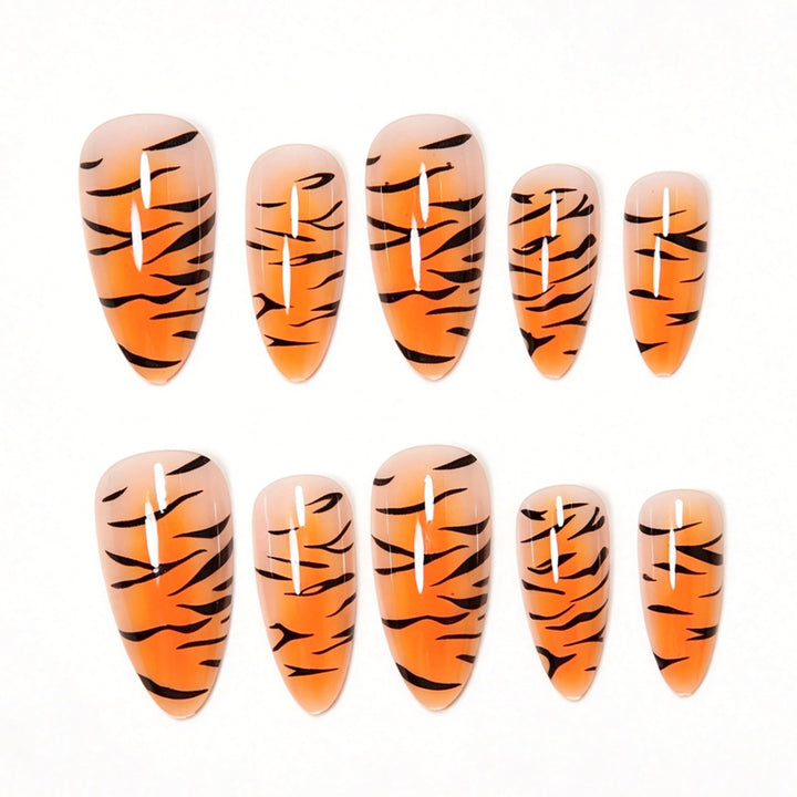 Stylish Tiger Print Stiletto Press-On Nails Kalsten