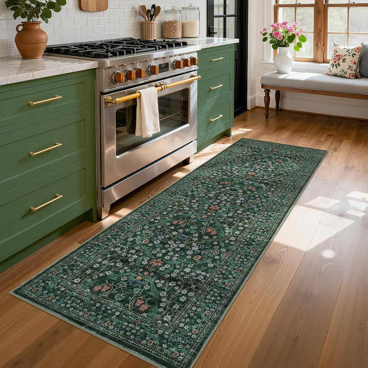 Vintage Floral Print Runner Rug