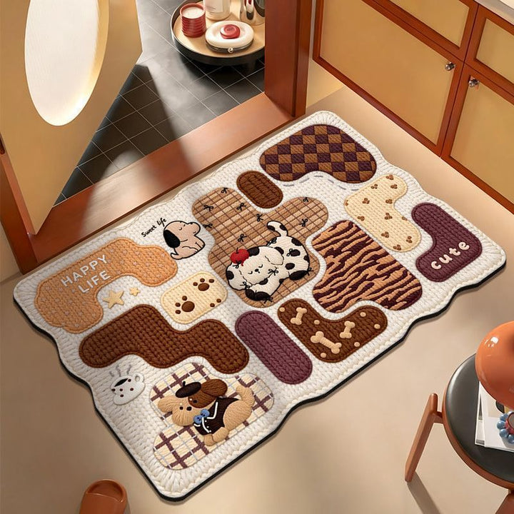 Playful Cartoon Cat-Themed Area Mat