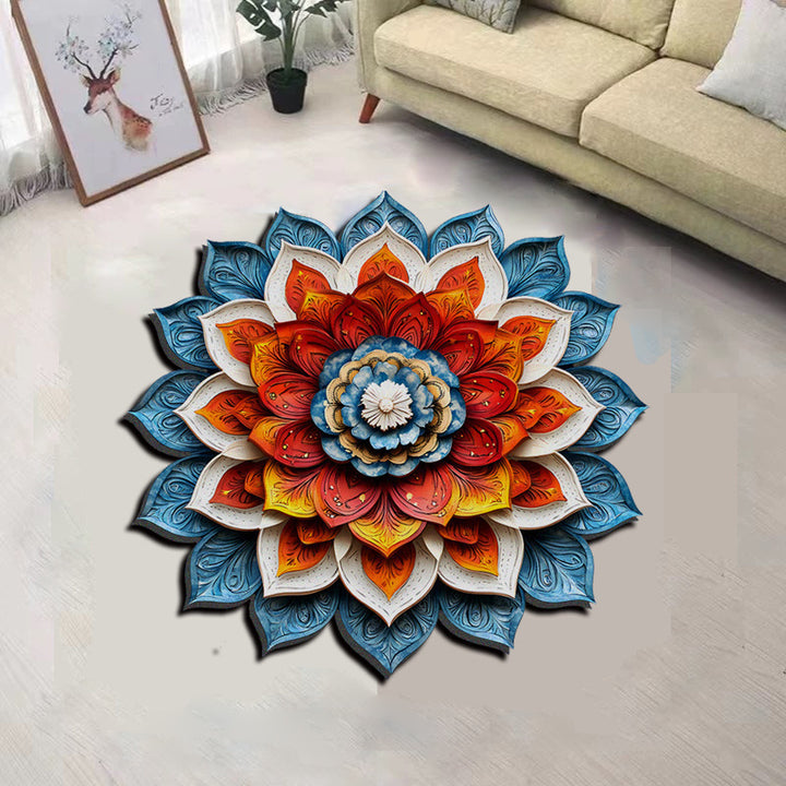 Decorative peacock-themed rug