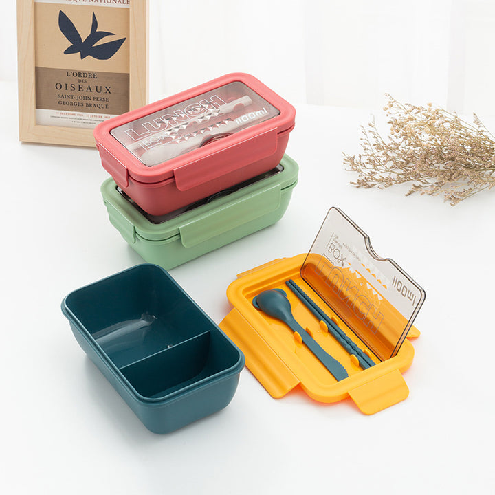 Multi-Compartment Lunch Storage Container with Utensils