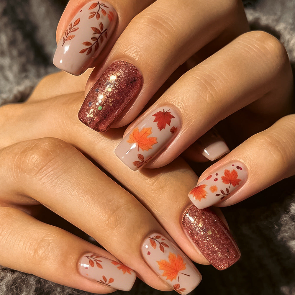 Decorative Autumn-Themed Press-On Nails Kalsten