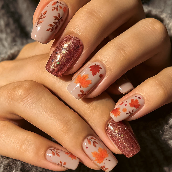 Decorative Autumn-Themed Press-On Nails Kalsten