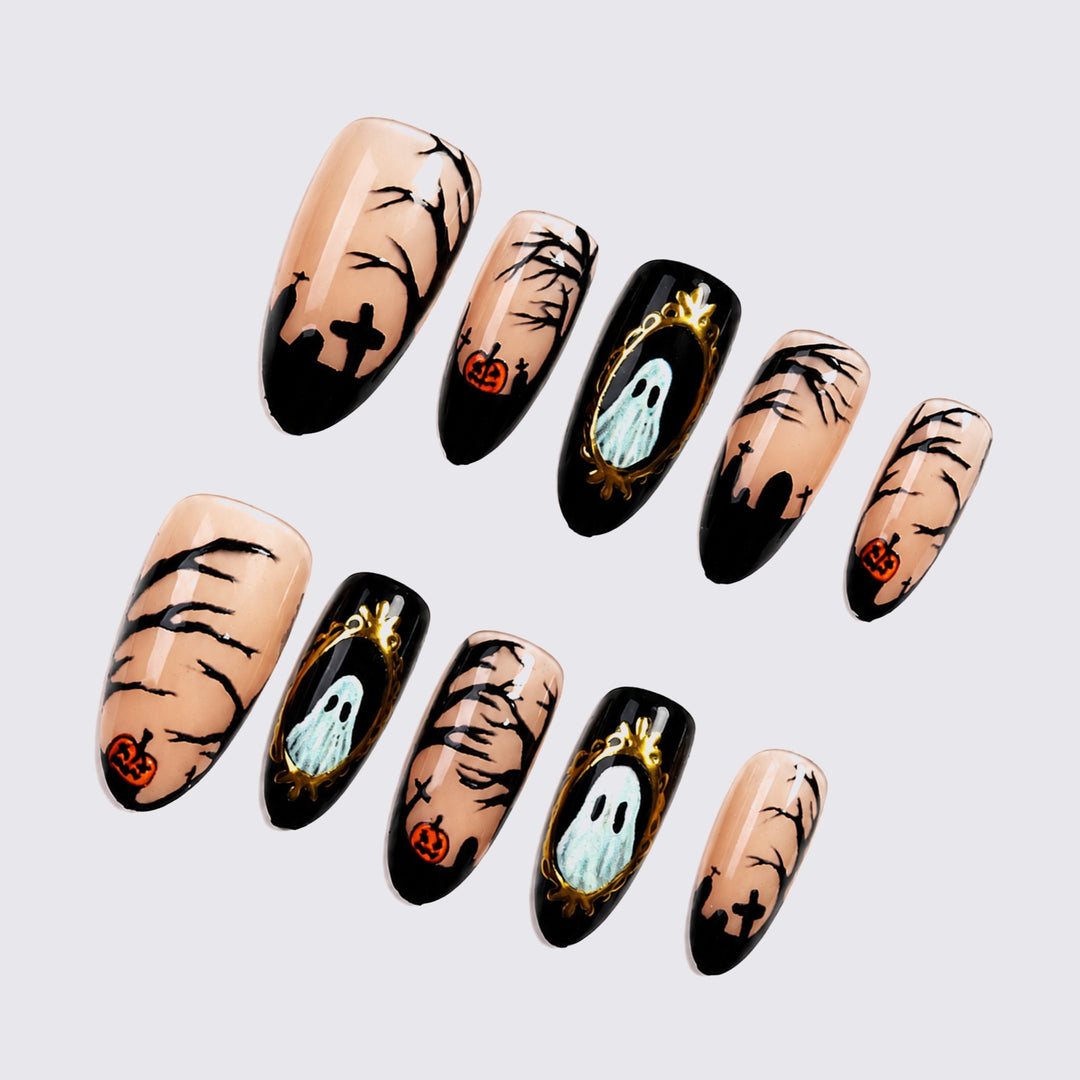 Creative Halloween Nail Art Set with Ghost and Pumpkin Designs Kalsten