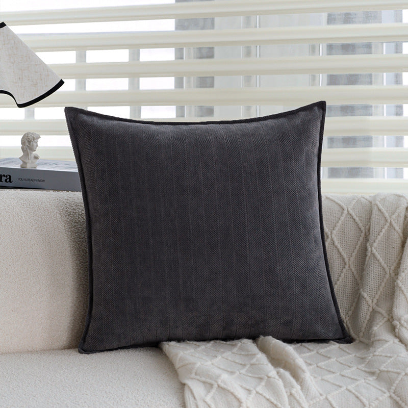 Square decorative cushion cover with finely woven tree jacquard and velvety piping Kalsten