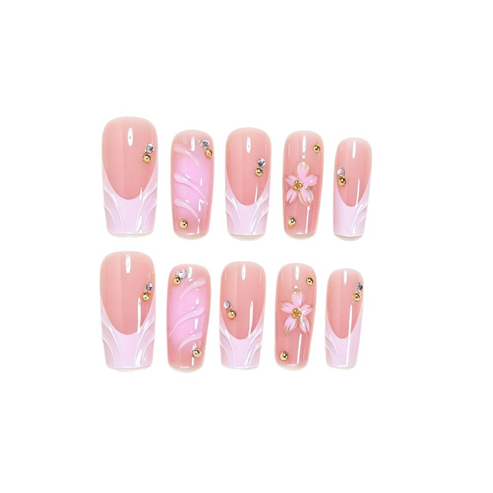 Elegant Floral Nail Art Press-On Set Kalsten