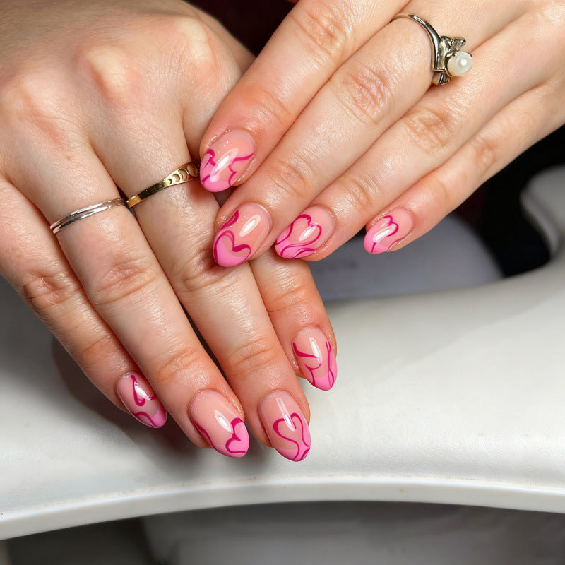 Heart-Shaped Artistic Press-On Nail Art